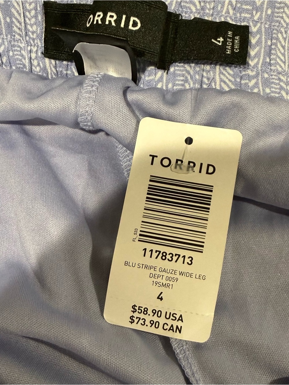 Torrid Paperbag Tie Waist High Rise Wide Leg Striped Blue Pants Size 4X Casual - Picture 13 of 13